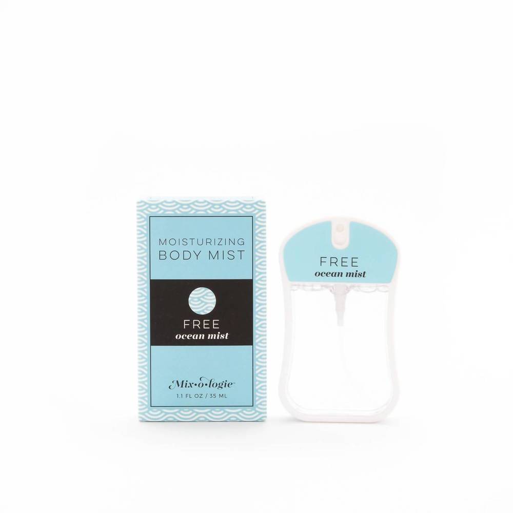 NEW MIXOLOGIE free (ocean mist) moisturizing body mist in blue